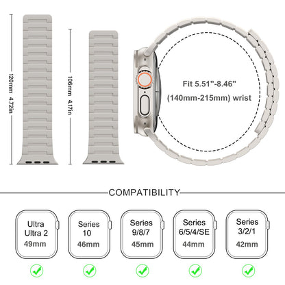 Suphart Strong Magnetic Bands Compatible with Apple Watch Band 49mm 46mm 45mm 44mm 42mm 41mm 40mm 38mm, Silicone Strap for iWatch Ultra 2 SE Series 10 9 8 7 6 5 4（49/46/45/44/42mm, Starlight）