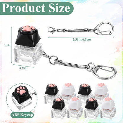 Lewtemi 24 Pcs Keyboard Fidget Clickers Cat Paw Keyboard Keychain Decompression Relief Button Finger Clickers for Adults Office Birthday Party Gifts to Relief Stress Pass the Time (Black and White)