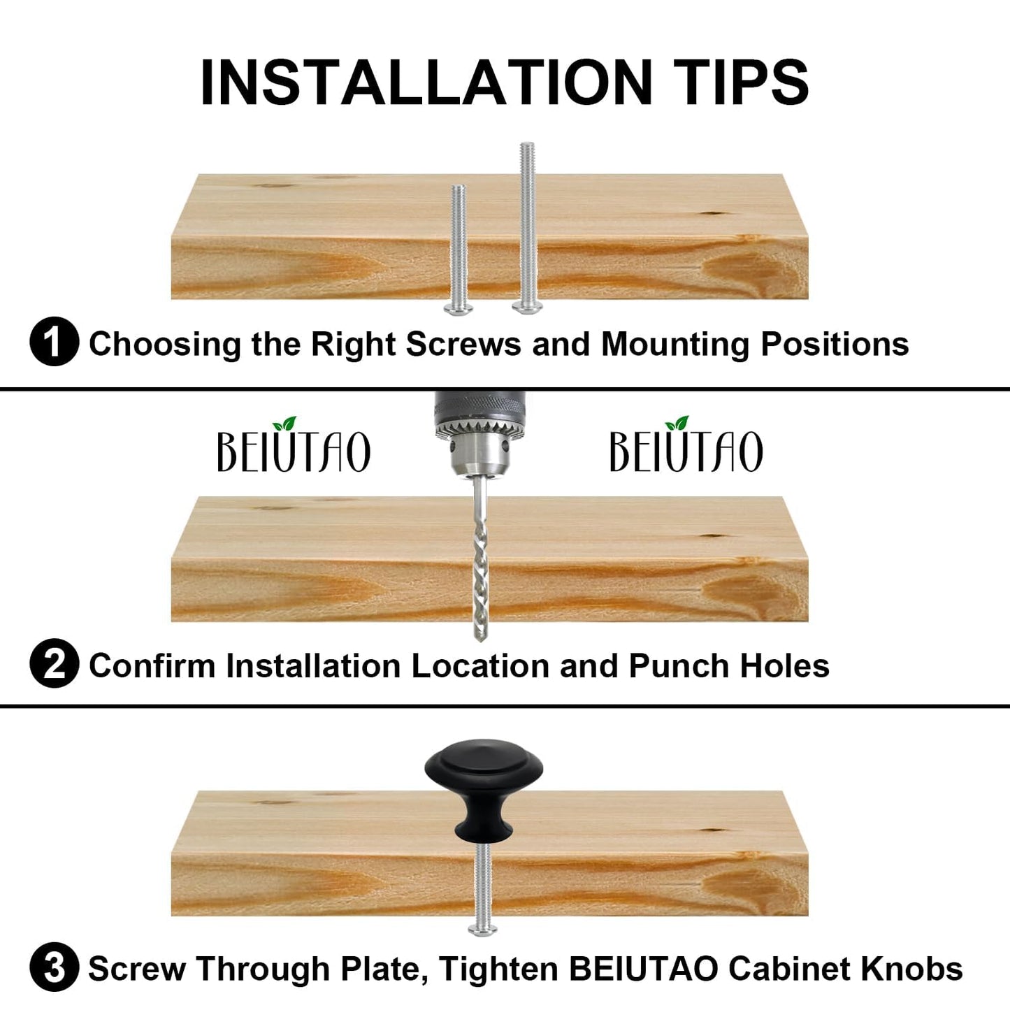 BEIUTAO 35 Pack Cabinet Knobs 1-1/4 Inch (30mm), Matte Black Round Drawer Knobs, Stainless Steel Top & Zinc Alloy Base Kitchen Cabinet Hardware for Dresser, Bathroom Cabinets (Screws Included)