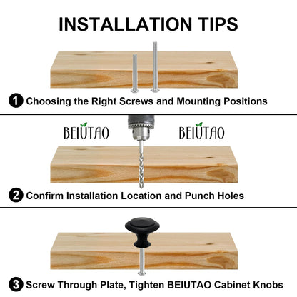 BEIUTAO 35 Pack Cabinet Knobs 1-1/4 Inch (30mm), Matte Black Round Drawer Knobs, Stainless Steel Top & Zinc Alloy Base Kitchen Cabinet Hardware for Dresser, Bathroom Cabinets (Screws Included)