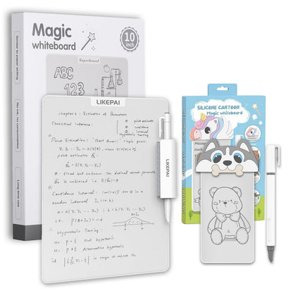 LIKEPAI Dog Cartoon Parent-Child Magic Whiteboard Set 10+5.5 Inch, New Tech Erasable Doodle Board Replace LCD Tablet, Dual-Size Gift for Family Office Interactive Drawing