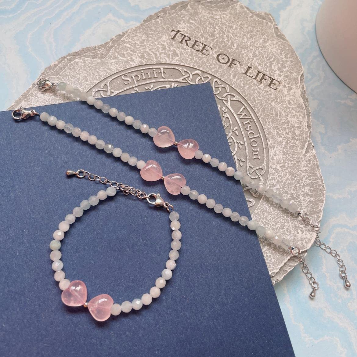 Fashewelry 98pcs Natural Rose Quartz Heart Beads Energy Healing Chakra Stone Loose Beads Polished Crystal Gemstone Spacer Beads for Earring Bracelet Necklace Jewelry Making, 7.2-9x8.3-8.7mm
