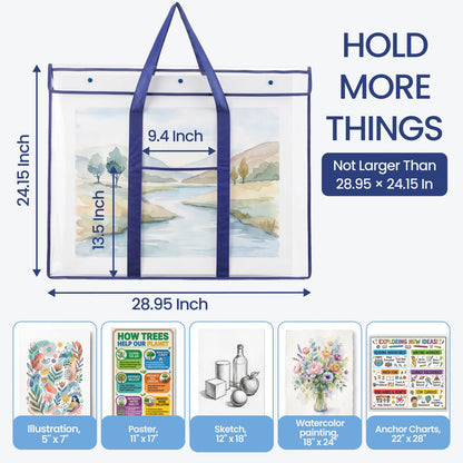 GAMENOTE 2 Pack Large Poster Storage Bag (31.5"×25.5") Bulletin Board Holder Art Portfolio Container for Teachers Classroom Organization