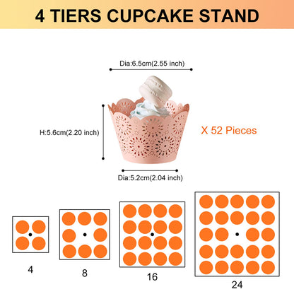 Cupcake Stand, 4 Tier Square Acrylic Cupcake Display Stand Holder, Clear Dessert Pastry Tower for Wedding, Birthday, Theme Party, Baby Shower