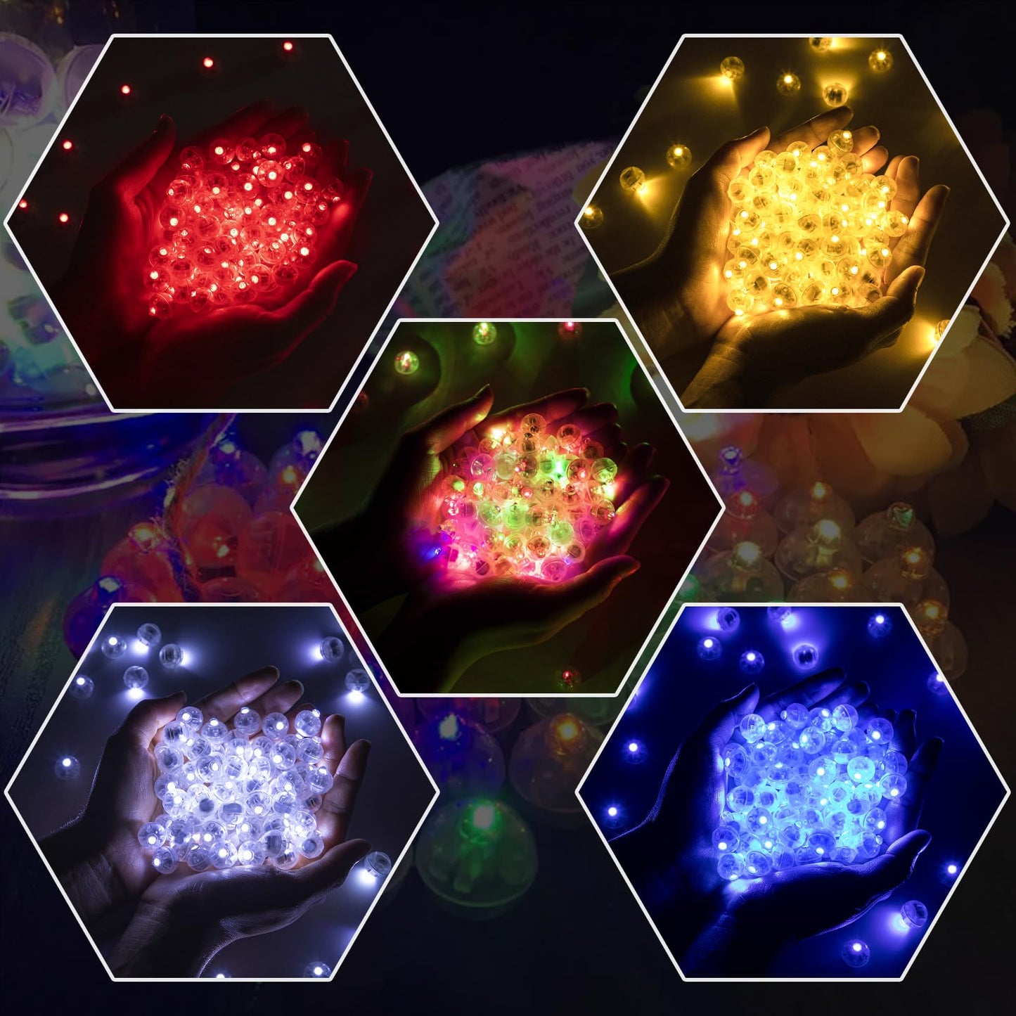 chzk 200pcs Balloon Lights Cool White & Rainbow Mini LED Lights Round Long Standby Time Ball Lamps for Easter Birthday Party Christmas Halloween Decoration
