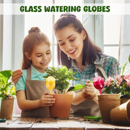 4Pcs Rose Self Watering Globes for Indoor Plants, Iridescent Glass Plant Watering Bulbs with Rainbow Finish, 100ML Decorative Automatic Waterers for Flowers, Ideal for Home Decor & Vacation Gift
