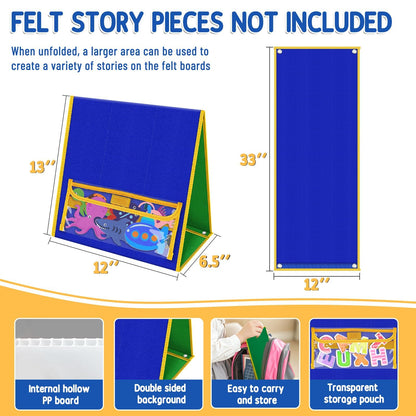 AKAYOK Felt Board - Double-Sided Flannel Board for Preschool Learning, Interactive Storytelling & Play | 33" x 12" Portable Felt Letter Board (Letters Not Included), Perfect for Desktop & Wall Use