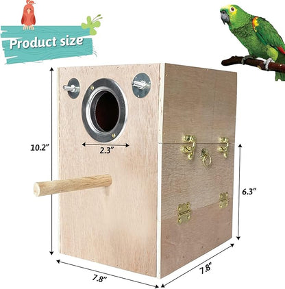 kathson Parakeet Nesting Box Wooden Bird Breeding Nest Parrots Mating House Wood Bird Aviary Budgie Cage Accessories for Cockatiel Finch Lovebirds Conure