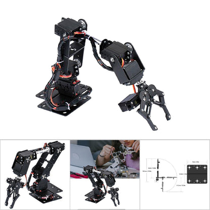 6DOF Robot Mechanical Arm Kit, Programming Robotic Clamp Hand Claw with 6 Servo Motors, 180 Degree Angle Manipulator Industrial Robot Parts for College Teaching