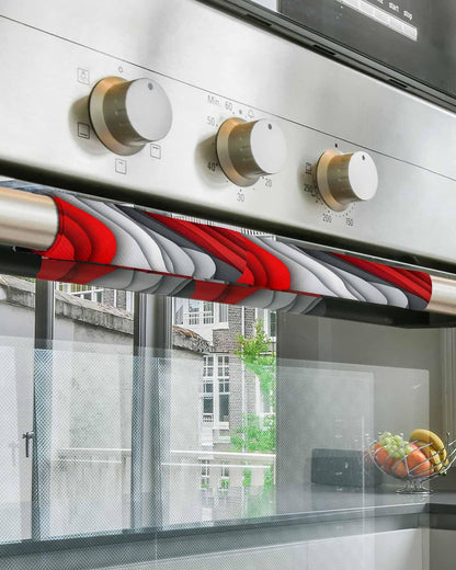 Red Black White Refrigerator Door Handle Covers Set of 2 for Dishwasher Microwave Oven Fridge Stove Appliance Door Handles,Abstract Geometric Grey Beach Stripe Washable Kitchen Bathroom Decor