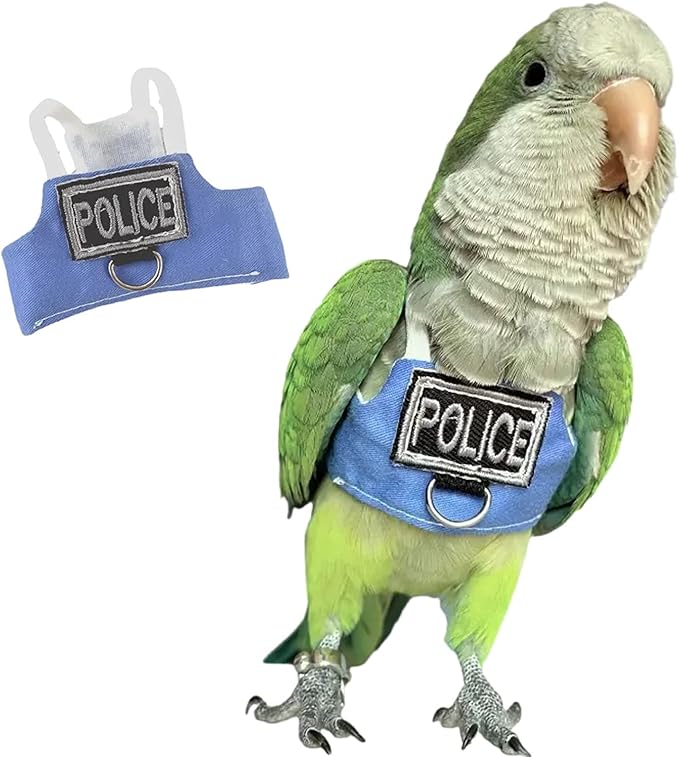 RRRIOT Bird Flight Harness Vest, Parrot Flight Suit with Leash, Blue, Medium, Cotton, Anti-Slip Rubber, Zipper Closure, Suitable for Parrots, Birds
