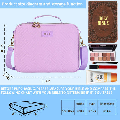 Bible Cover for Women Bible Case, Large Bible Bag, Bible Study Supplies Bible Journaling Kit Book Carrying Case with Bible Highlighters Tabs, Valentines Day Christian Gifts for Women(Purple)