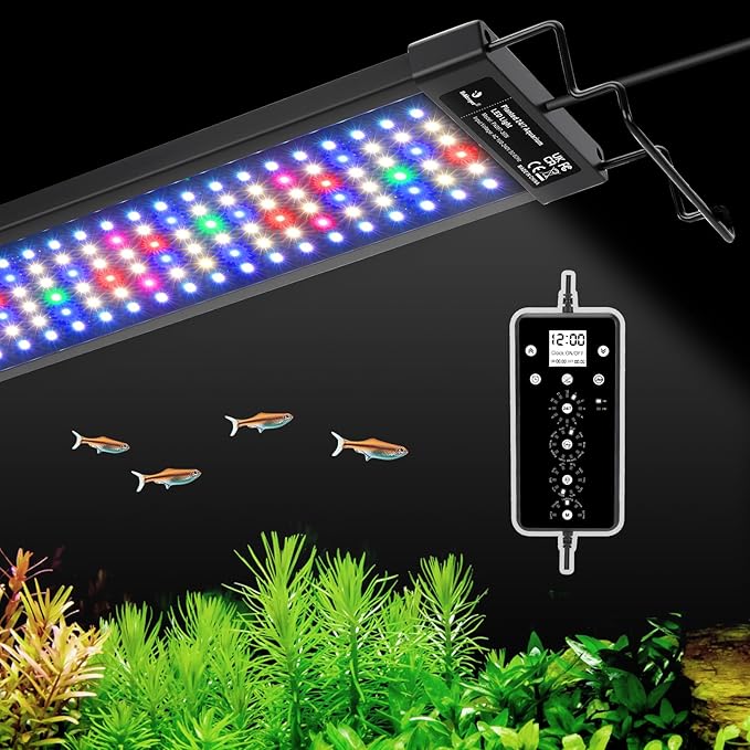 fishkeeper LED Aquarium Plant Light, 24/7 Full Spectrum Aquarium Light with 5 Nature Weather Mode, Auto On Off with Timer for 24-32 Inch Fish Tank, Adjustable Colors/Brightness with Memory Function