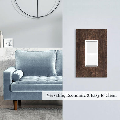 WMHUSU Decorative Outlet Covers Rustic Dark Brown Wood Grain Farmhouse Cabin 1 Gang Single Decora GFCI Device Light Switch Covers Plate 1 Rocker Wall Plate Jumbo Switch Cover Plate (2 Pack)
