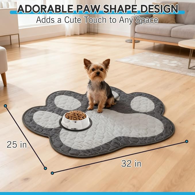 Washable Pee Pads for Dogs - 32”x25” 2PCS,Cute Paw Shape Whelping Pad for Puppy Training,Playpen Crate Bed Floor Protector, Reusable Dog Potty Pads Non-Slip,Super Absorbent & Odor Controlling