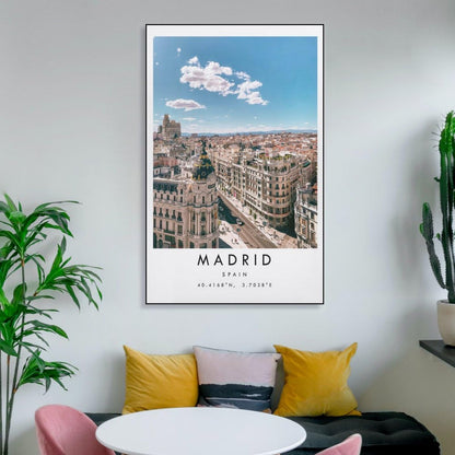 JHXNJDPOST Madrid Poster, Black And White Art, Spain Canvas Wall Art Aesthetic Decorative Painting Living Room Restaurants, Pool Halls And Hotelsstyle-8 12x18inch(30x45cm)