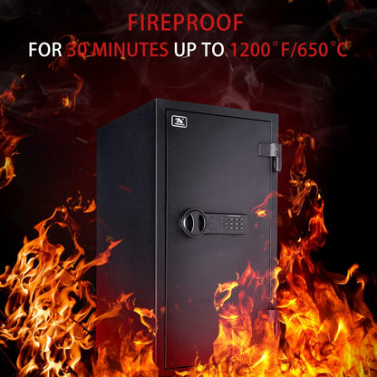 TIGERKING Fireproof Safe,3.47 Cubic Feet Home Safe Box, Large Steel Digital Safes Box with Digital Lock for Home and Office