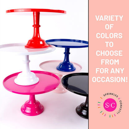 Sprinkles & Confetti 11" Black Melamine Cake Stand – Elegant Reusable Dessert Stand for Weddings, Birthdays, Graduations | Durable Cupcake Display & Smash Cake Plate for Stylish Celebrations