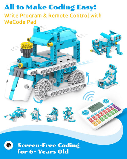 WhalesBot D3 Pro 12-in-1 STEM Wecode Pad Coding Robot Kit for Kids, 388-Piece Educational Building Set with Interactive Storytelling, Ideal Toy for Boys & Girls Ages 6-8