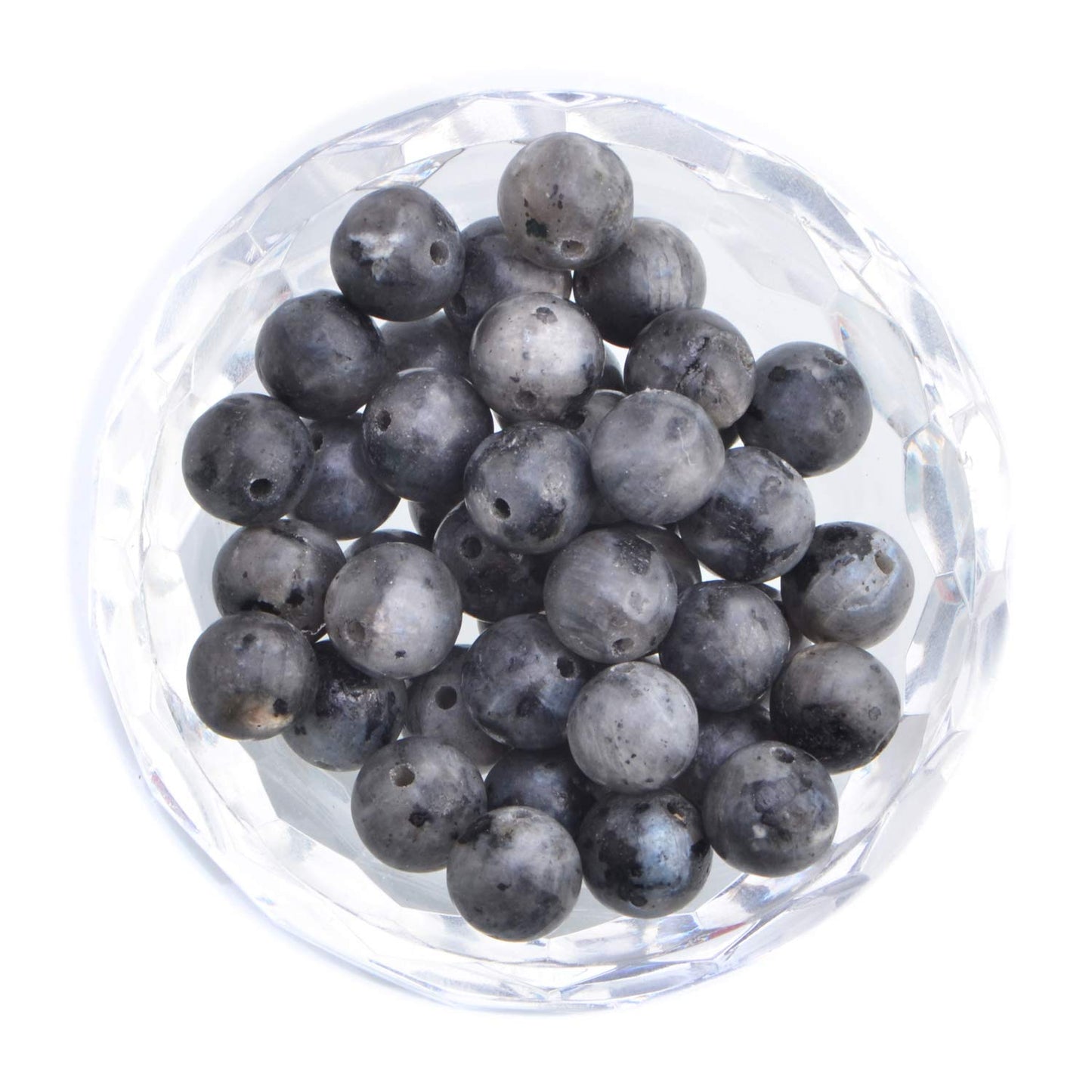 100Pcs Natural Crystal Beads Stone Gemstone Round Loose Energy Healing Beads with Free Crystal Stretch Cord for Jewelry Making (Larvikite Labradorite, 8MM)