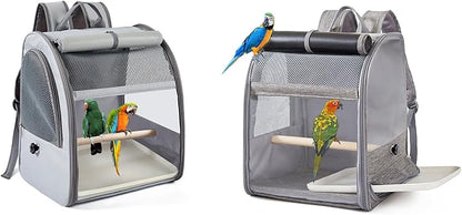 Parrots Travel Backpacks Cage Removable Waste Tray and Sunshades for Stress Without Transport Breathable Bird Travel Cage