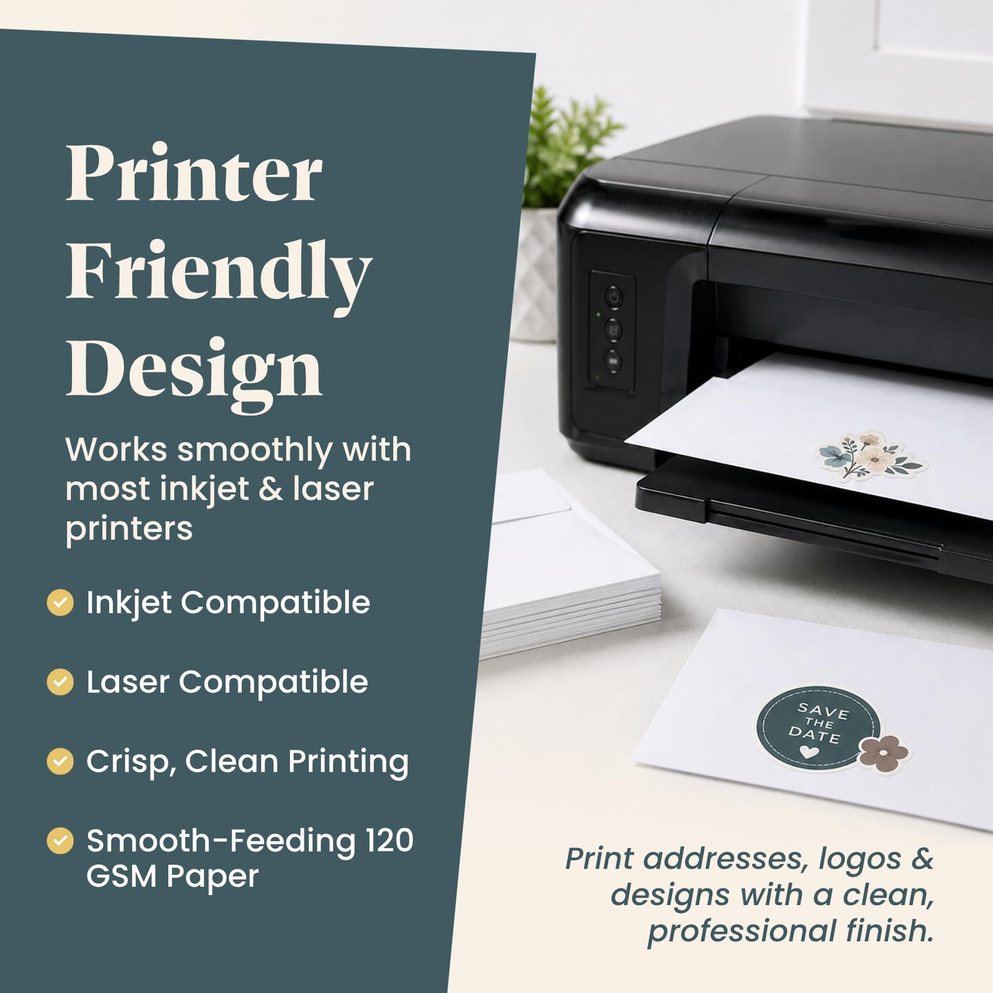 5x7 Envelopes for Invitations - 110 White Envelopes for 5x7 Cards - A7 - (5 ¼ x 7 ¼ inches) - Perfect for Weddings, Graduation, Baby Shower - 120 GSM - Peel, Press & Self Seal - Square Flap