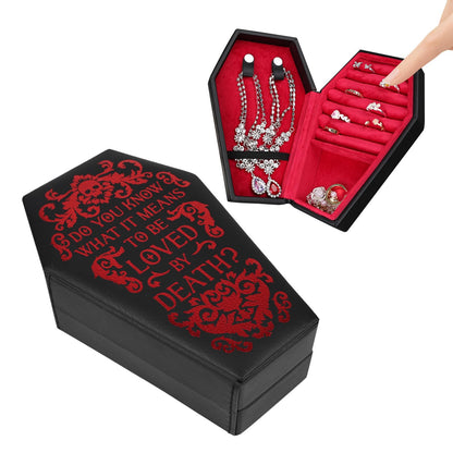 Wanbeiooray Gothic Coffin Jewelry Box, Velvet Skull for Goth Girls