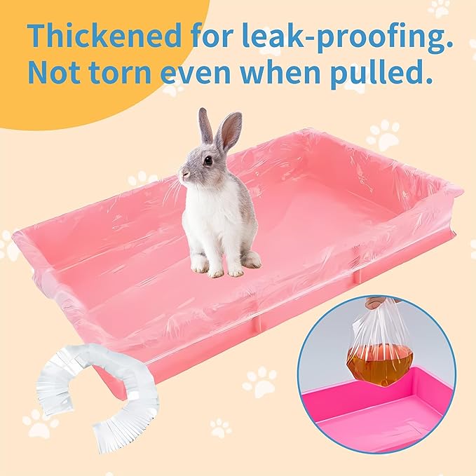 Disposable Cage Liner Bags (50-Pack) – 26'' X 18'' Clear Plastic Rabbit Cage Liners, Leak-Proof Toilet Film for Bunny, Guinea Pig, Hamster, Hedgehog & Small Animals – Universal Crate Tray Covers for
