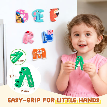 JoyCat Magnetic Letters and Numbers Fridge Magnets, Soft PVC Learning Refrigerator Toy Set for Kids & Toddlers, 26 Animal Alphabet Letters and 0-9 Numbers, Birthday Gifts for Baby Boys and Girls