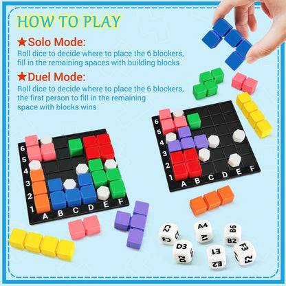 NONSOMPLE STEM Puzzle Game The Brain Square with 160000+ Solutions Pattern Matching Blocks Brain Teaser Toy Roll Dice & Race Your Opponent to Fill Grid for Kids Birthday (Single Player)