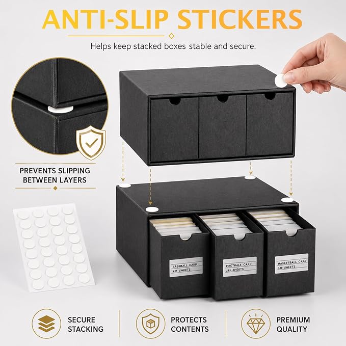 Kitoyz 8000+Trading Card Storage Boxes with 50 Card Storage Box Dividers,Baseball Footall Sport Card Storage Collection Compatible with Game Cards