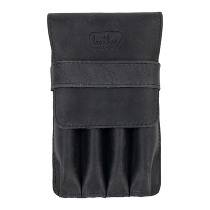 Leather Worx, Pen Holder, Pencil Case, Minimalist Style Holder, Classic Storage, Full Grain Leather, Handmade, Charcoal Black
