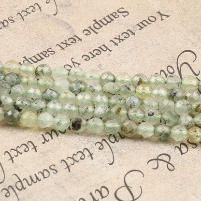 Song Xi 180pcs 2mm Natural Prehnite Gemstone Beads Faceted Round Loose Stone Beads for Jewelry Making (1 Strand)