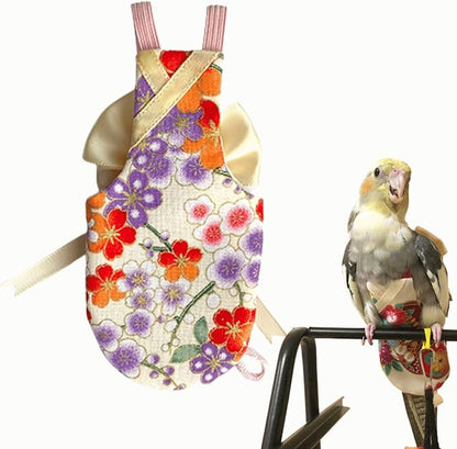 Bird Flight Suits Diapers, Parrot Flight Suits Diapers for Quaker Parakeets Cockatiels Flight Suits, Parrot Clothes (Almond B,L)