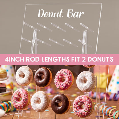 Vicenpal 1 Pack Large Donut Wall Display Stand Holds 50 Donuts Clear Acrylic Board Display Reusable Bagels Holders for Party Wedding Baby Shower Birthday Holiday Festival Decor, 22" L x 8" W x 28" H