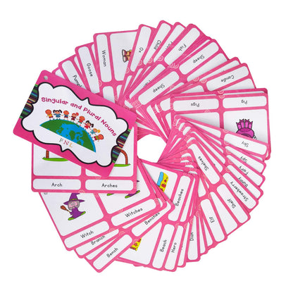 Zwttey Irregular Verbs/Plural Nouns/Degrees of Comparison/Verb Tense 4 Themes English Flashcards Vocabulary Building Pocket Cards Grammar Educational Learning Aids Pre-Kindergarten Classroom Supplies