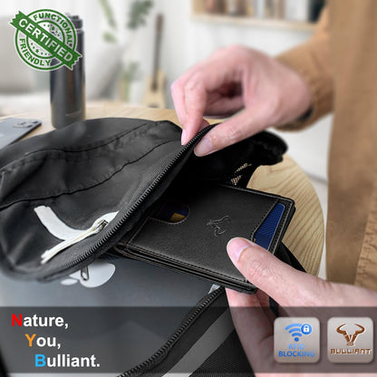 BULLIANT Men Wallet, Slim Leather Wallet Front Pocket Card Holder Gift For Men 11 Slots RFID Blocking