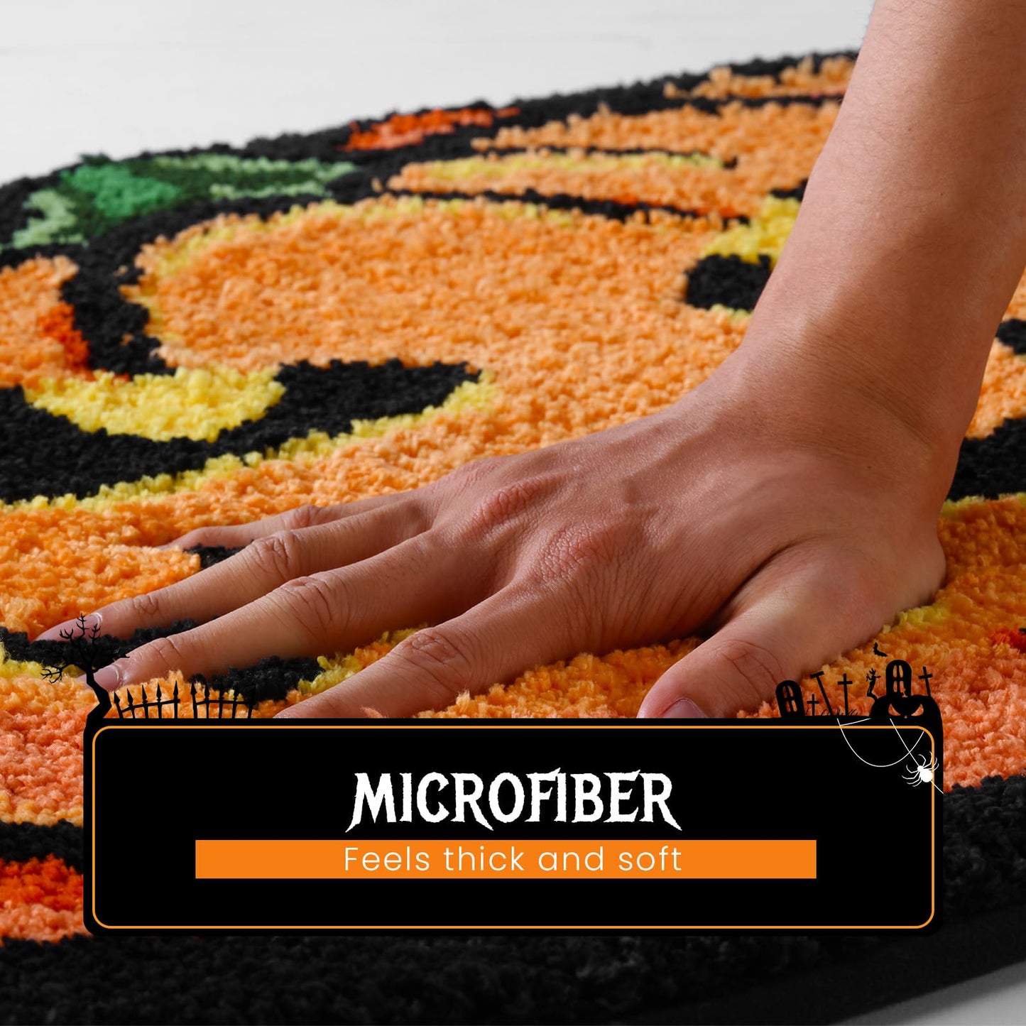 Halloween Pumpkin Bath Mat 20x32 Inch, Soft and Absorbent Tufted Fall Bathroom Rug Non Slip Washable, Autumn Halloween Bathroom Decor Rug Holiday Decorations