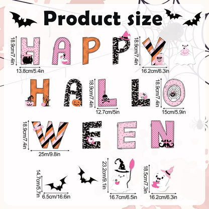 JarThenaAMCS 19Pcs Happy Halloween Garage Magnets Decoration Pink Cute Ghost Garage Door Decals Halloween Magnetic Refrigerator Stickers for Party Home Car
