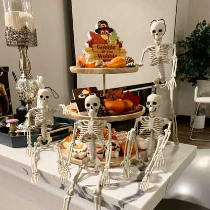 XONOR 16” Posable Halloween Skeleton- Full Body Halloween Skeleton with Movable Joints for Haunted House Props Decorations (6pcs)