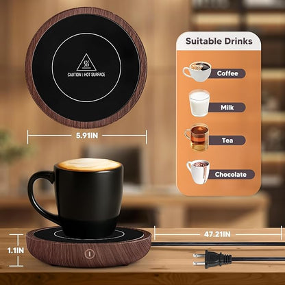 Coffee Mug Warmer, 36W Fastest Heating Temperature, KRGMNHR Coffee Cup Warmer for Desk Auto Shut Off with 3-Temp Settings, Candle Wax Warmer Heating Plate for Coffee, Milk, Tea