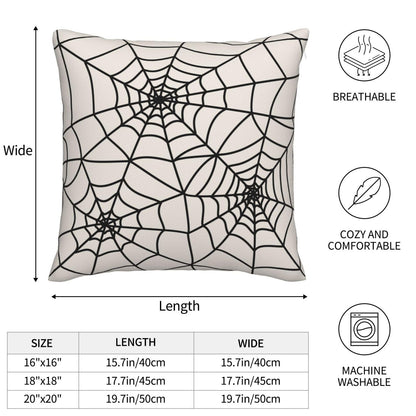 Wsunsal Halloween Pillow Covers 20x20 Inch Set of 2, White Spider Web Decor Throw Pillows Holiday Halloween Outdoor Decorative Pillows Square Linen Cushion Covers for Home Bed Couch Sofa