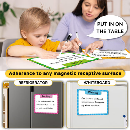 KIKIGOAL Reusable Magnetic Write and Wipe Paper Classroom Organization Chart, Dry Erase Objectives Learning Magnets for Class Whiteboard with 2 Writing Markers, Great for Classroom Goals Targets