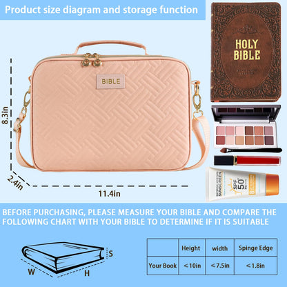 Raizestilo Bible Cover for Women Bible Case, Large Bible Bag, Bible Study Supplies Bible Journaling Kit Book Carrying Case with Bible Highlighters Tabs, Valentines Day Christian Gifts for Women（Pink