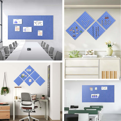 Large Cork Board for Office, 8 Pack Felt Wall Tiles with Slat Wall Paneling and Safe Removable Adhesive Tabs, Felt Bulletin Board Pin Board Cork Boards for Walls - Sky Blue