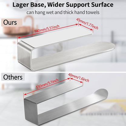 Bethom Adhesive Hand Towel Holder, 8 Inch Bar for Kitchen Cabinet, Brushed | Self Adhesive Hand Towel Racks, Stick on Wall for Bathroom, RV, Aluminum