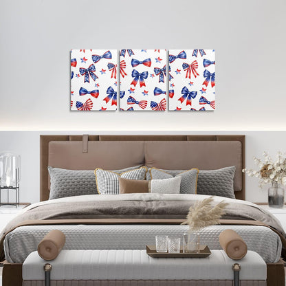 Feelyou Patriotic 250th Anniversary 3 Piece Canvas Wall Art for Living Room Bedroom 4th of July Wall Art for Home Decor American Flag Office Decor Artwork Red and Blue Star Print Picture Posters