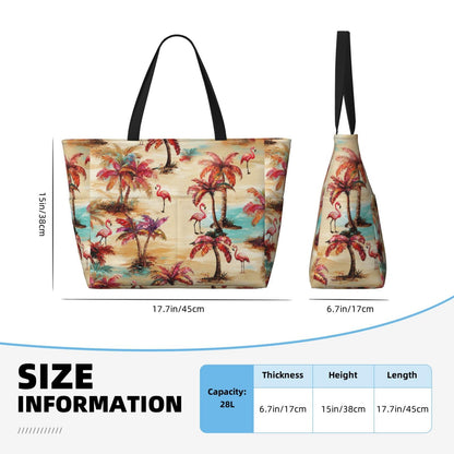 NLZI Beach Bag for Women Plam Tree Print Beach Tote Bag Waterproof Sandproof Large Bags with Zipper Big Capacity for Travel