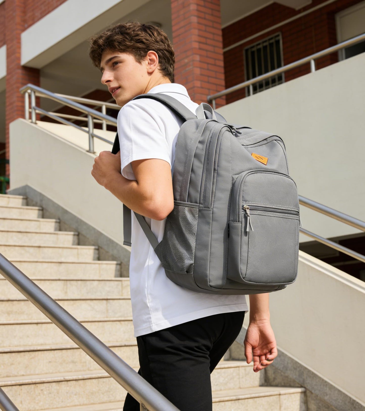 abshoo Classical Basic Womens Travel Backpack For College Men Water Resistant Bookbag (Grey)