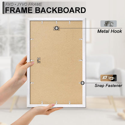 Fxojyvo Engineered Wood 14x24 Picture Frame Set of 3, White Frame for 14 x 24 Inch Picture Poster Photo, Light Weight 14 by 24 Frame with Wood-grain for Wall - 3 Pack/White/14 x24
